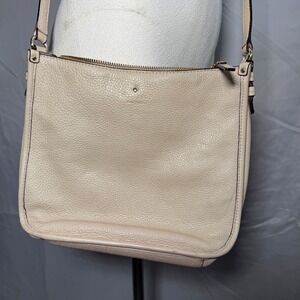 Kate Spade New York Pebble Leather Crossbody Bag Purse‎ Beige Gold Heart